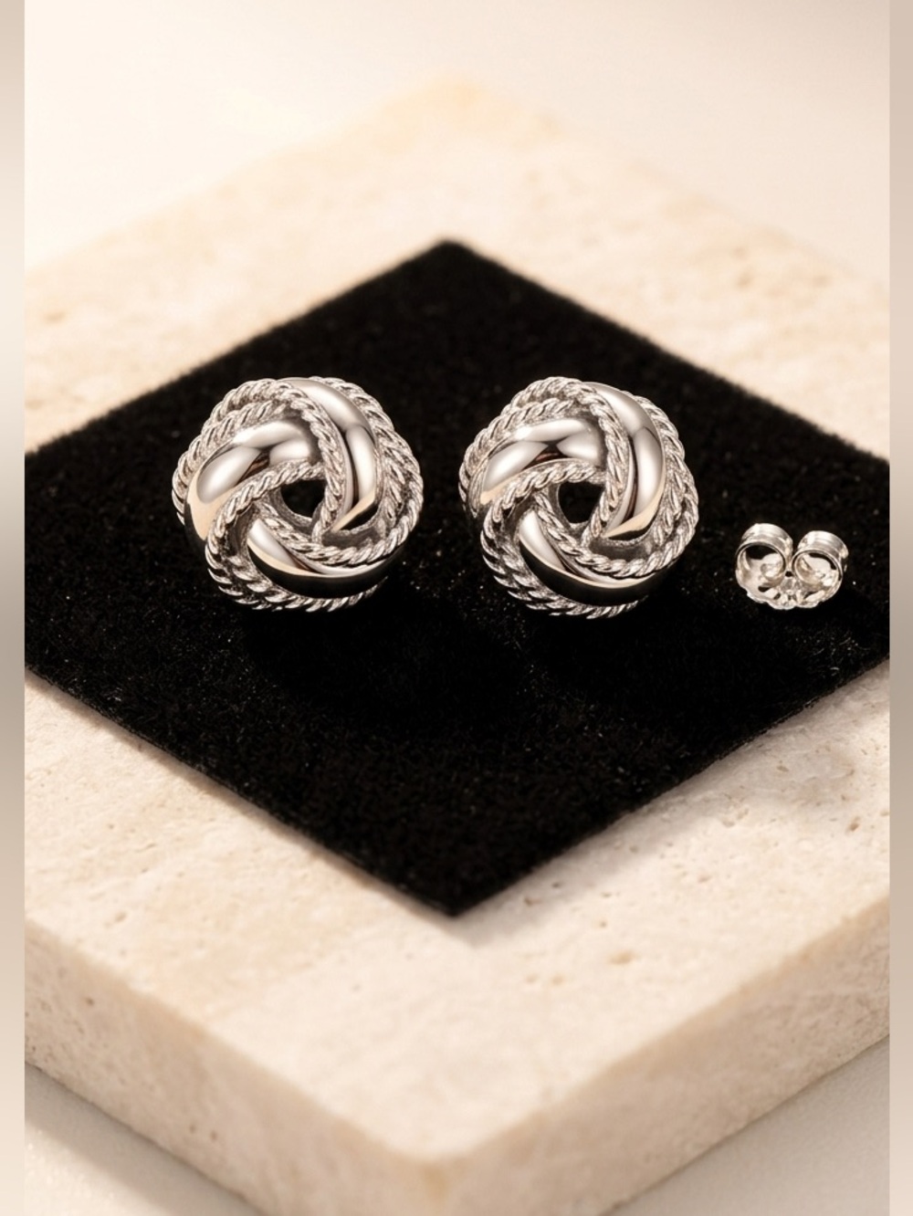 925 Sterling Silver Love Knot Stud Earrings | Rope Twist Celtic Knot | Thai